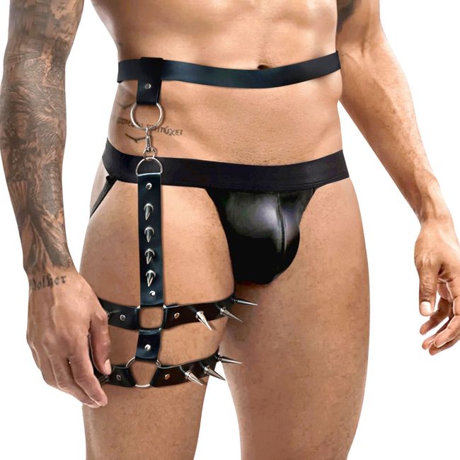 Men's leather garters Art of Sex Serge L/XL/2XL Black