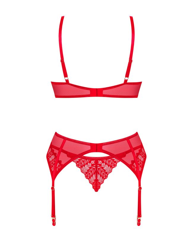 Комплект с поясом Obsessive Ingridia garter belt set Красный XS/S 100412 фото