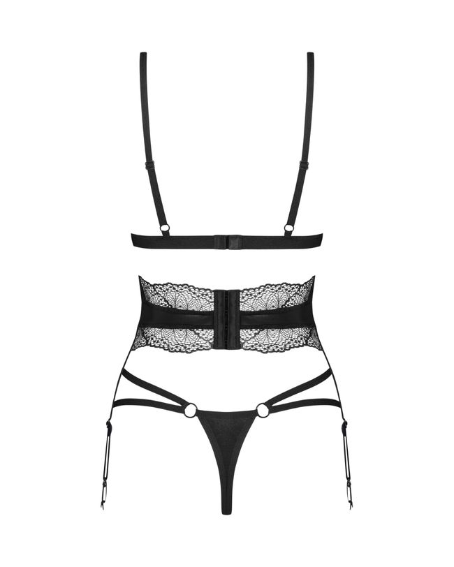 Sexy set with a garter belt Obsessive Lobellis set, Black, M, L