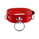 Feral Feelings D-Rings Genuine Leather Dog Collar, Red, ONE SIZE, ONE SIZE