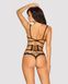 Open set Obsessive Bravelle set (belt, open bust, panties with a slit), Black, L, XL, L/XL