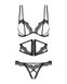 Open set Obsessive Bravelle set (belt, open bust, panties with a slit), Black, L, XL, L/XL