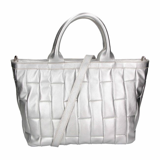 Большая кожаная сумка шоппер Italian Bags san0084 san0084_silver фото