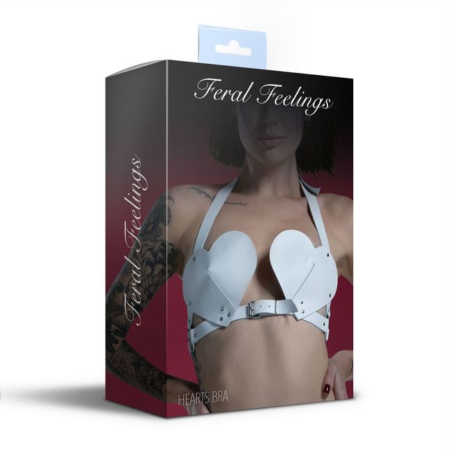 Bra Heart Leather Feral Feelings Hearts Bra, White, ONE SIZE, ONE SIZE