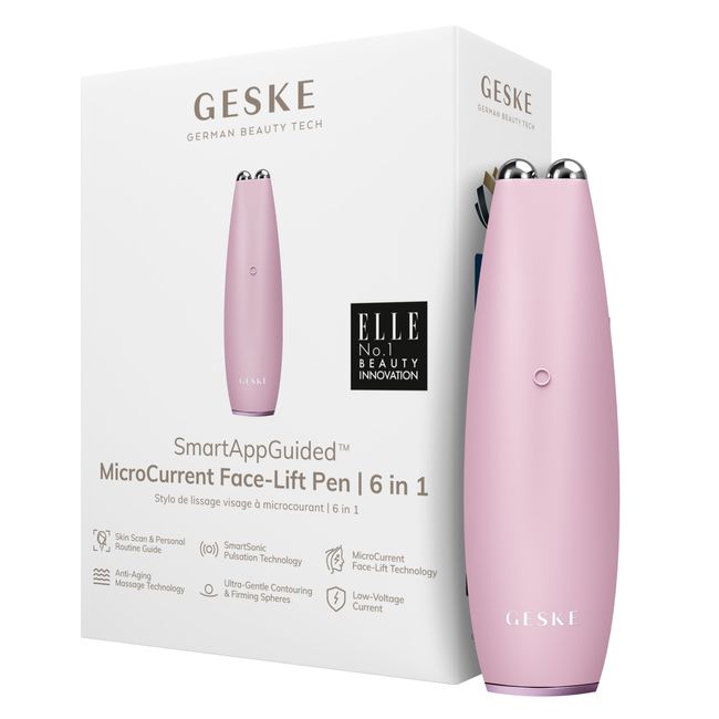 Микротоковая ручка для подтяжки лица GESKE MicroCurrent Face-Lift Pen 6в1 pink