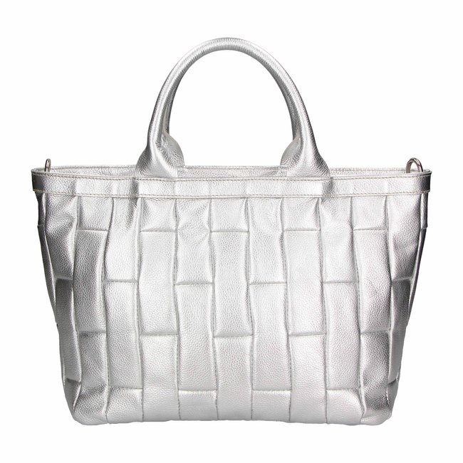 Большая кожаная сумка шоппер Italian Bags san0084 san0084_silver фото