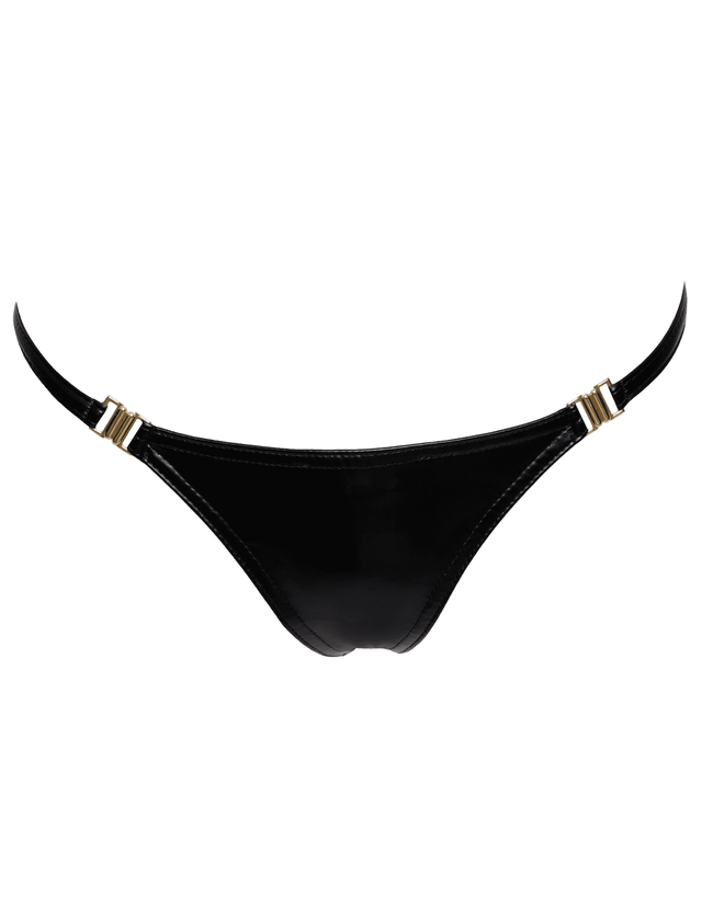 Трусики під шкіру Noir Handmade P008 Powerwetlook panty with gold clasp Чорні 3XL SX0176 фото