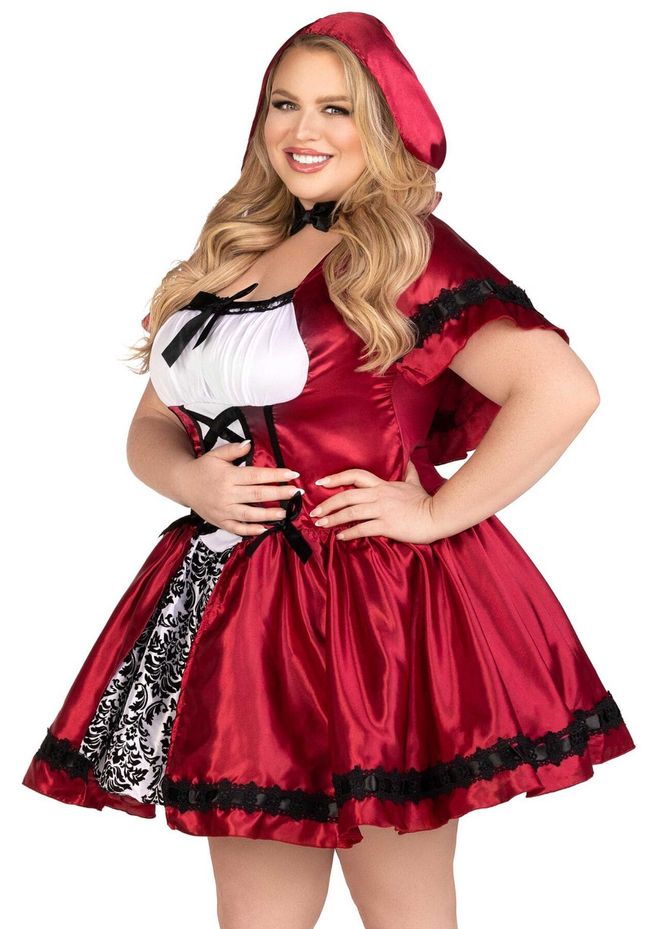 Эротический костюм Красной шапочки Leg Avenue Gothic Red Riding Hood Красно-бело-черный 1X/2X (XL/2XL) SO9126 фото