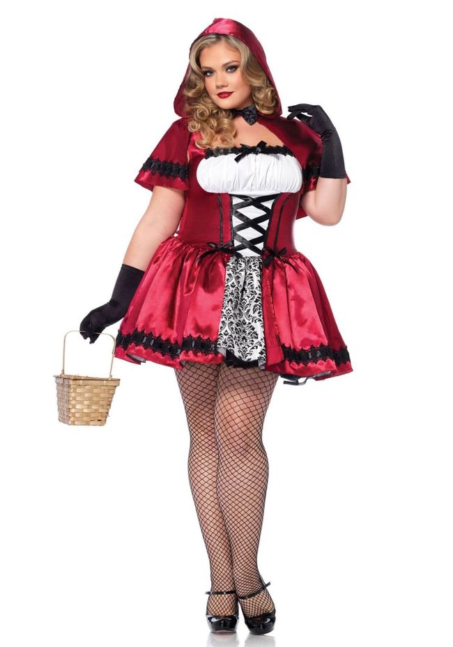 Эротический костюм Красной шапочки Leg Avenue Gothic Red Riding Hood Красно-бело-черный 1X/2X (XL/2XL) SO9126 фото