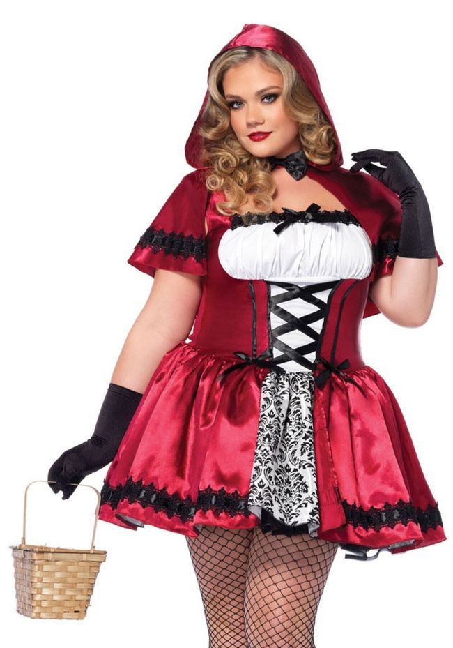 Эротический костюм Красной шапочки Leg Avenue Gothic Red Riding Hood Красно-бело-черный 1X/2X (XL/2XL) SO9126 фото