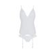 Corset with pages, panties with openwork decor and intimate neckline Passion Ursula Corset, White, 2XL, 3XL, 2XL/3XL