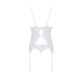 Corset with pages, panties with openwork decor and intimate neckline Passion Ursula Corset, White, 2XL, 3XL, 2XL/3XL