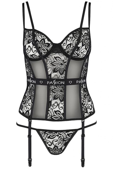 Spectacular Passion Leticia lace corset with garter pages Black S/M