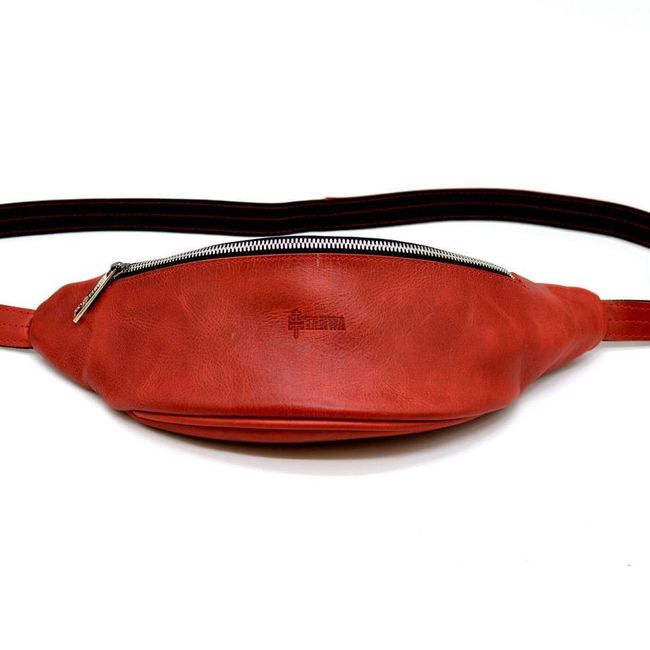 Кожаная сумка на пояс из натуральной кожи TARWA 3035, Красный