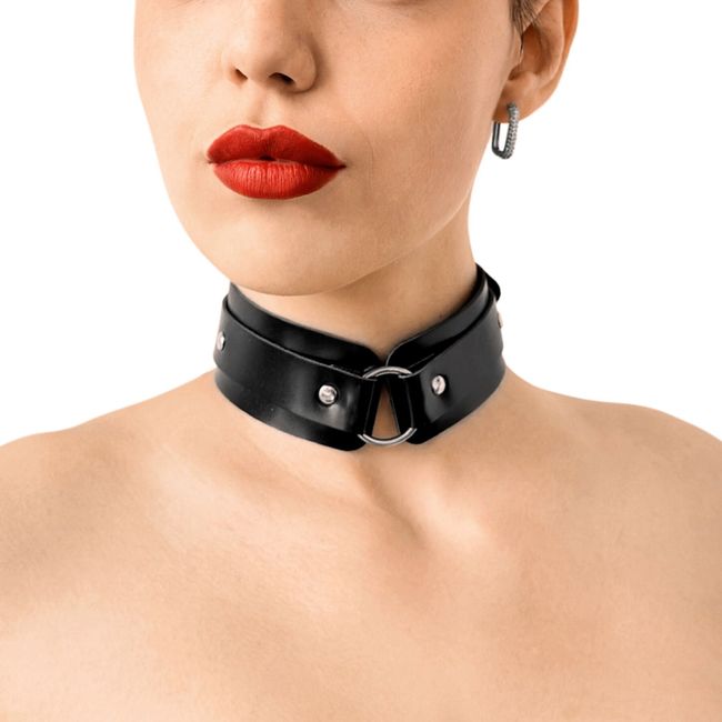 БДСМ-нашийник із кільцем Art of Sex Martina Collar with ring Чорний One Size SX0517 фото