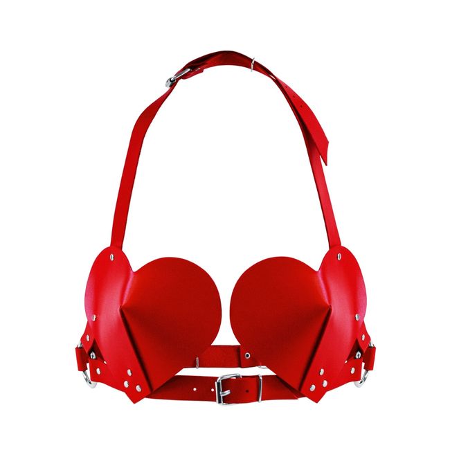 Bra Heart Leather Feral Feelings Hearts Bra, Red, ONE SIZE, ONE SIZE