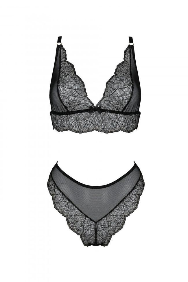 Passion AMBERLY SET bralette and brazilian, Black, L, XL, L/XL