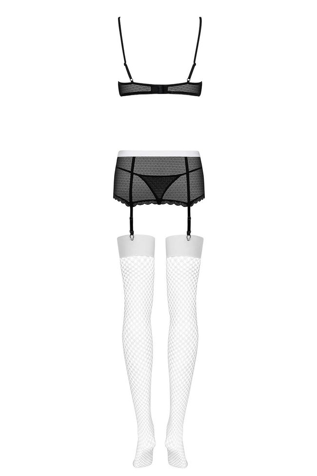 Еротичний рольовий костюм покоївки Obsessive Maidme set Чорно-білий S/M 64037 фото