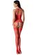 Bodystocking with multiple straps Passion BS095 imitation belt and stockings, with access, Red, ONE SIZE, ONE SIZE