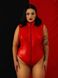 Patent leather bodysuit with full body zipper D&A Daring Stella, Red, 3XL, 3XL