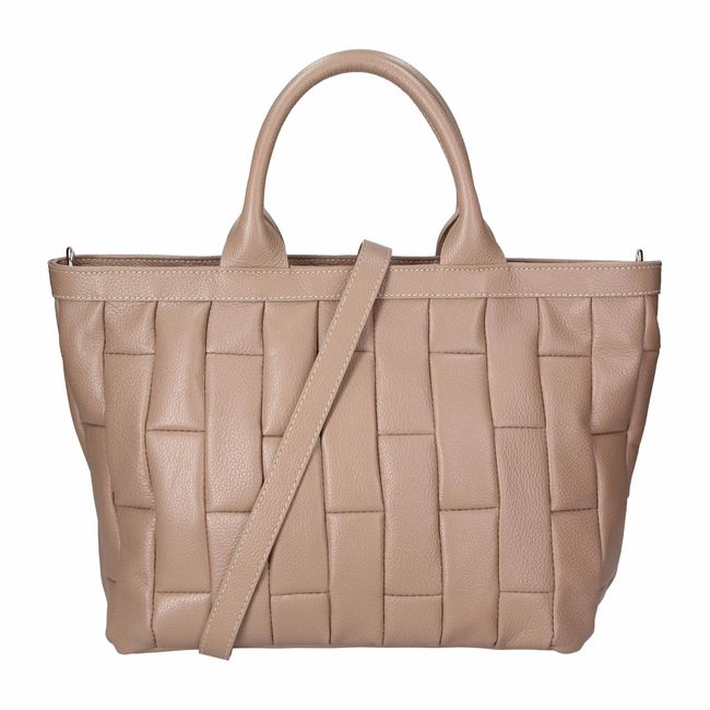 Велика шкіряна сумка шоппер Italian Bags san0084 san0084_taupe фото