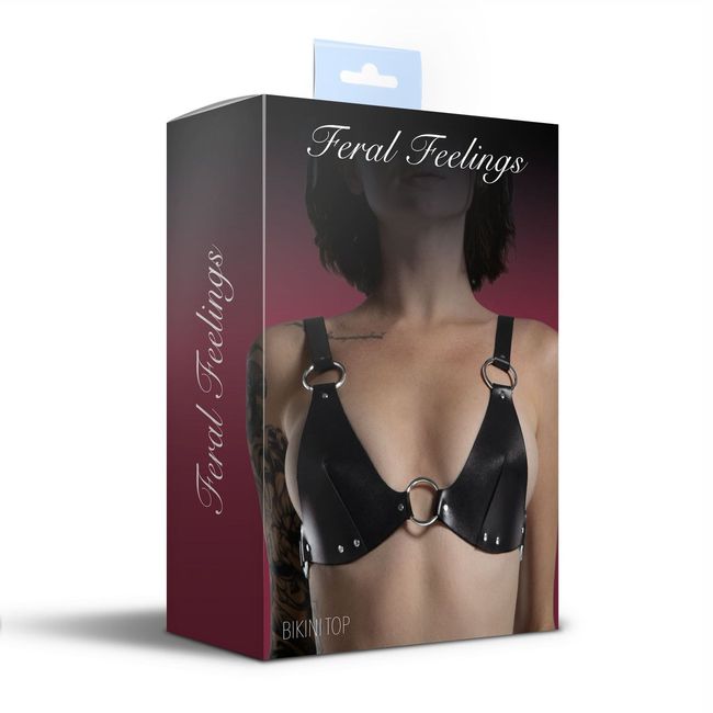 Бюстгальтер кожаный Feral Feelings Bikini Top Черный One Size SO9420 фото