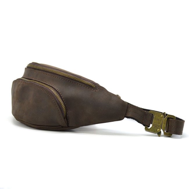 Шкіряна сумка на пояс із передньою кишенею з натуральної шкіри TARWA 30351, Коричневий