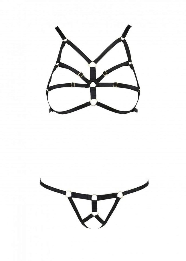 Set of lingerie from straps Passion Exclusive ARMANDA SET, Black, 2XL, 3XL, 2XL/3XL