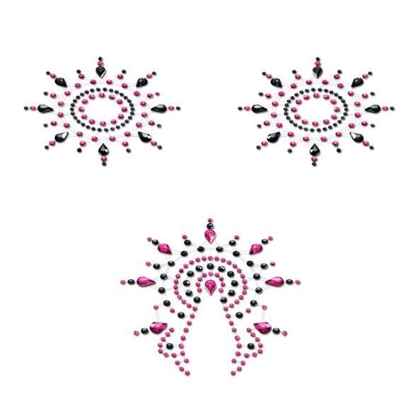 Пестіс з кристалів прикраса на груди та вульву Petits Joujoux Gloria set of 3 Рожевий One Size SO3131 фото