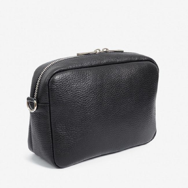 Women's leather handbag with wide belt Firenze Italy F-IT-9830-1A, Black