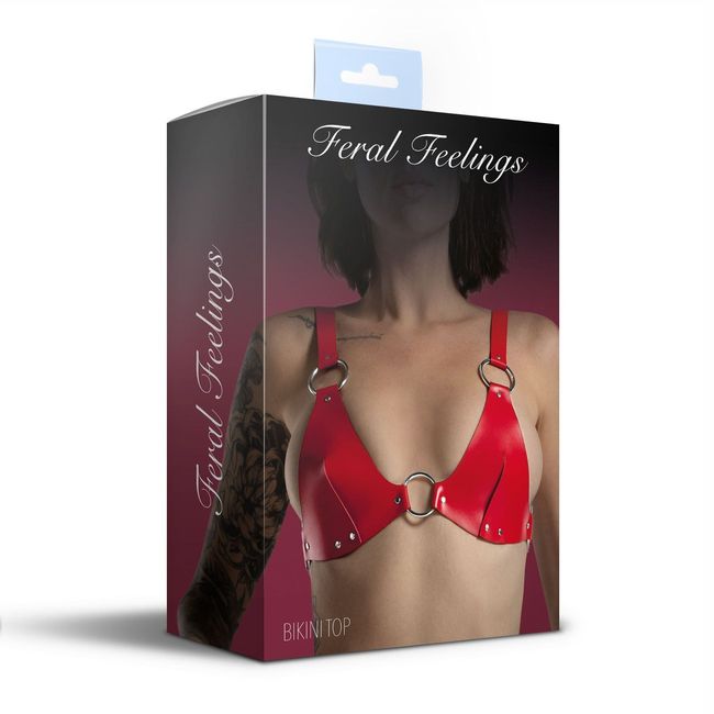 Бюстгальтер кожаный Feral Feelings Bikini Top Красный One Size SO9422 фото