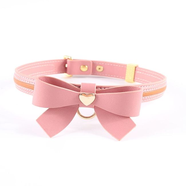 Нашийник з повідцем LOCKINK SEVANDA Love Heart Butterfly Leather Collar Set Рожевий One Size SX0864 фото