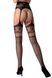 Erotic bodystocking tights with weave on hips Passion S030 floral pattern, Black, ONE SIZE, ONE SIZE