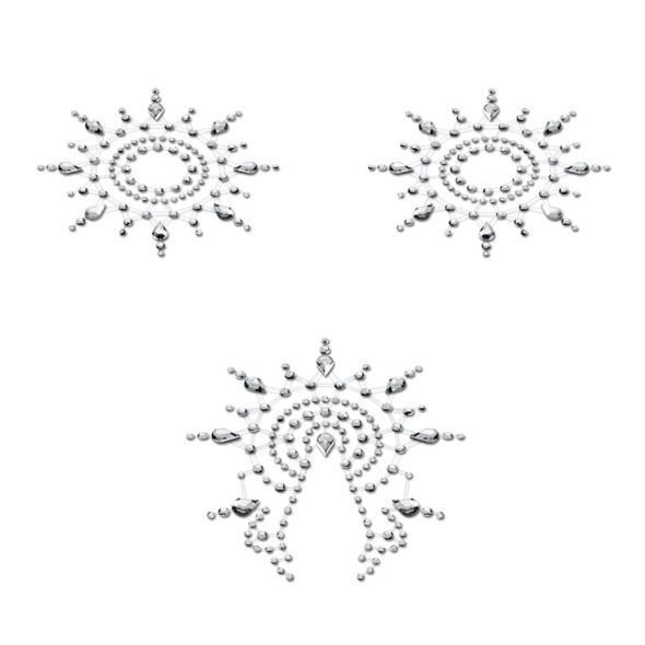 Пестіс із кристалів прикраса на груди та вульву Petits Joujoux Gloria set of 3 Сріблястий One Size SO3128 фото