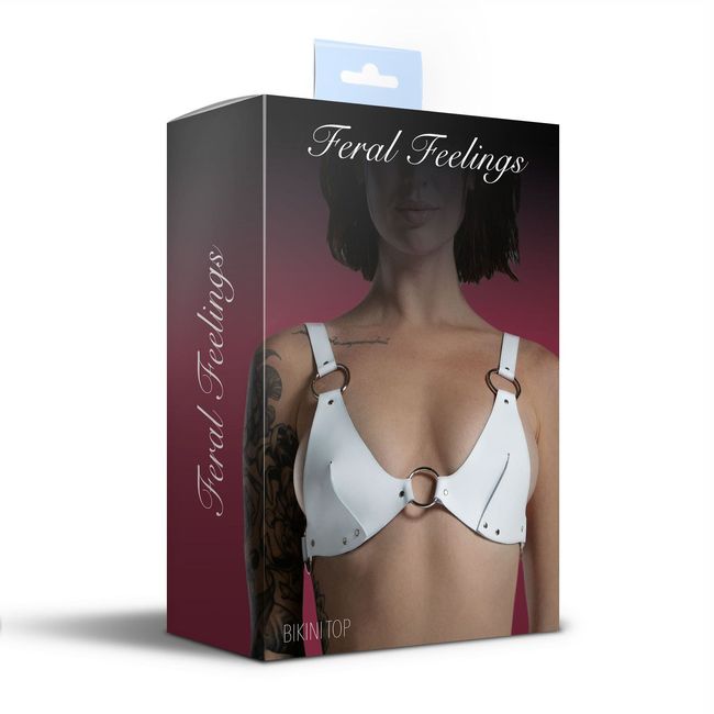 Бюстгальтер шкіряний Feral Feelings Bikini Top Білий One Size SO9421 фото