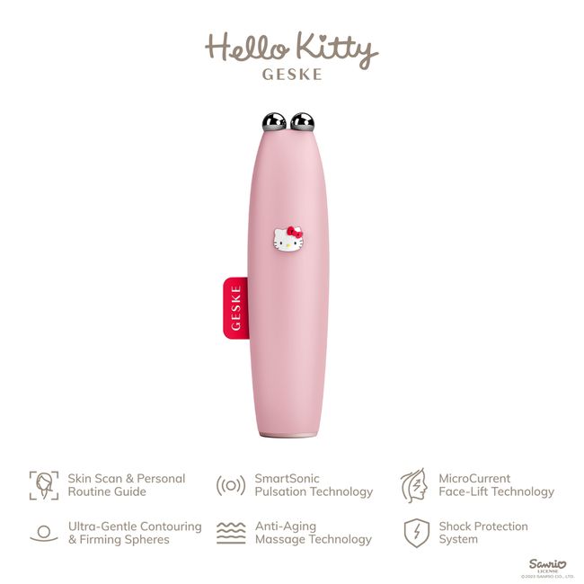 Мікрострумова ручка для підтяжки обличчя GESKE MicroCurrent Face-Lift Pen 6в1 Hello Kitty pink