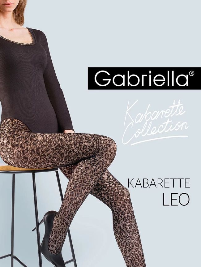 Колготки из сетки Gabriella Kabarette Leo с леопардовым принтом Черные 1/2 79986 фото