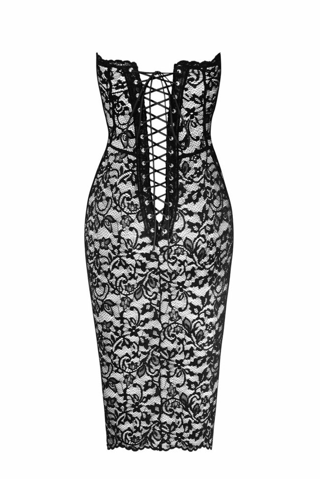 Платье кружевное Noir Handmade F301 Catalyst lace up midi dress Черное 3XL