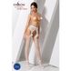 Erotic tights-bodystocking with imitation of fishnet stockings and belts Passion S006, White, S, M, L, S/M/L