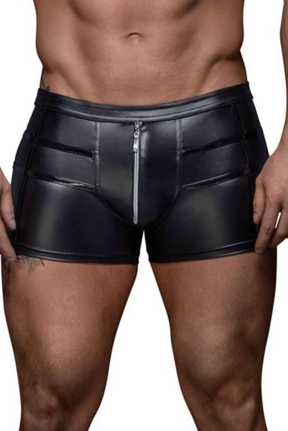 Men's shorts Noir Handmade H006 Men shorts with wet effect, Black, 3XL, 3XL