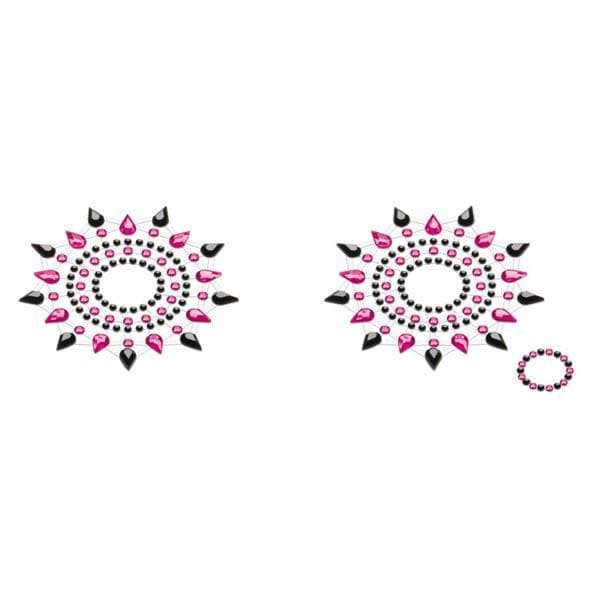 Пестіс із кристалів прикраса на груди Petits Joujoux Gloria set of 2 Чорно-рожевий One Size SO3138 фото