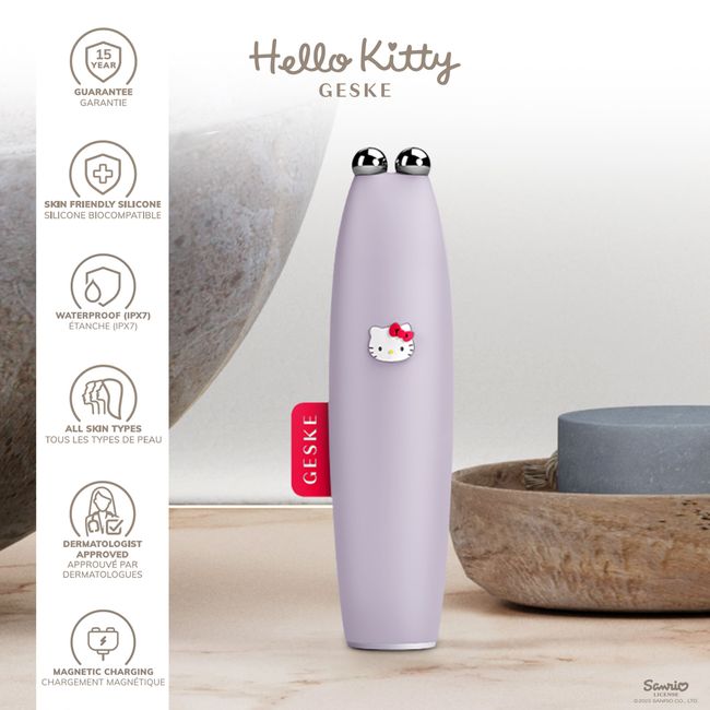 Мікрострумова ручка для підтяжки обличчя GESKE MicroCurrent Face-Lift Pen 6в1 Hello Kitty purple