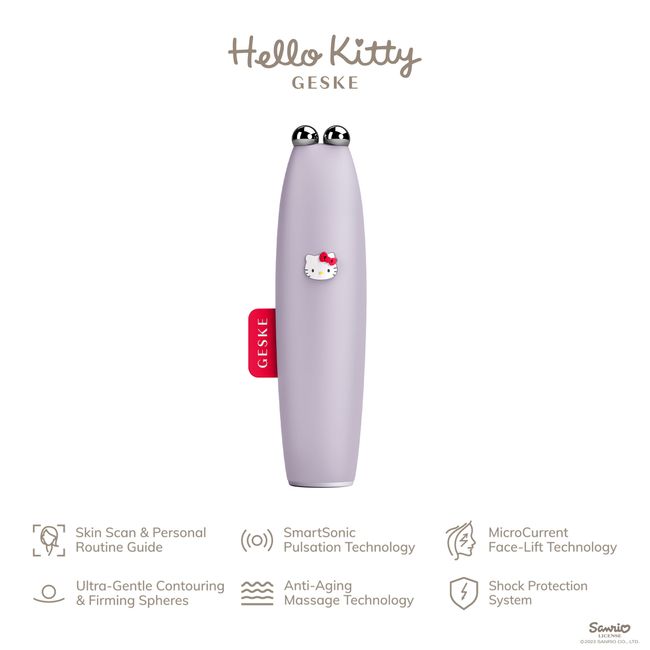 Мікрострумова ручка для підтяжки обличчя GESKE MicroCurrent Face-Lift Pen 6в1 Hello Kitty purple