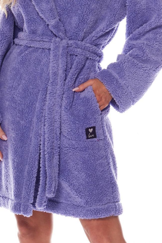 Короткий халат з капюшоном L&L 2215 Фіолетовий XL 96194 фото