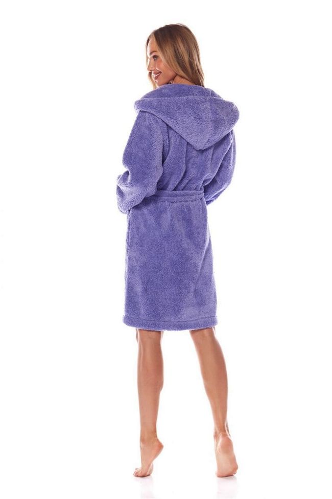 Короткий халат с капюшоном L&L 2215 Фіолетовий XL 96194 фото