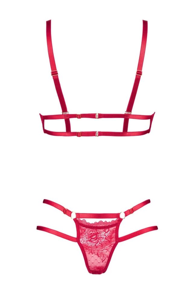 Lace bra and thong set Anais Aria Red XS