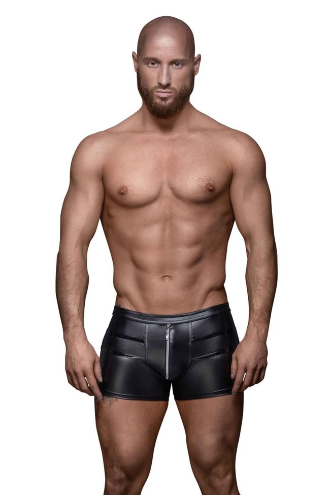 Men's shorts Noir Handmade H006 Men shorts with wet effect, Black, 3XL, 3XL