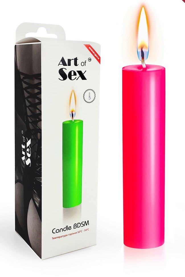 Воскова свічка Art of Sex size M 15 см низькотемпературна, люмінесцентна Малинова