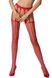 Erotic tights-bodystocking with imitation of stockings and belt Passion S004, Red, S, M, L, S/M/L