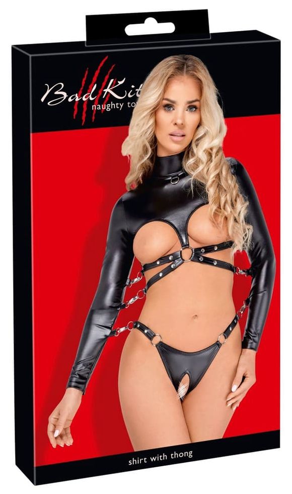 Leather Bodysuit Orion Bad Kitty Bondage Body 2480506, Black, S, S